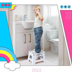 Delxo 9 Inch Folding Step Stool,White Step Stools for Kids Foldable,Portable Collapsible Step Stool with Handle, Folding Stool for Kitchen Bathroom,Bedroom,Garden - Image 8