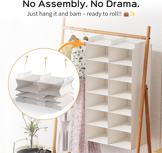 Space-Saving Hanging Closet Storage Organizer – Dual-Row Foldable Shelves - Image 4