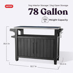 Keter Unity XL Portable Outdoor Table with Stainless Steel Top for Kitchen Prep and Outdoor Storage Cabinet for Grilling Accessories, Dark Grey - Image 2