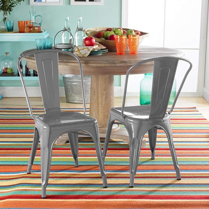 FDW Dining Chairs Set of 4 - Indoor/Outdoor, Metal, 18 Inch Seat Height, 330LBS Weight Capacity, Stackable, Restaurant & Bar Chairs - Image 4