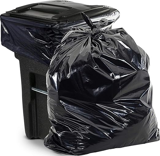 Aluf Plastics 65 Gal Black Heavy Duty Garbage Bags 1.5 Mil by AlufPlastics