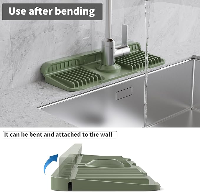 WAFT YEARN 14X5 Inch Silicone Durable Faucet Mat Kitchen Sink Splash Guard - Image 6