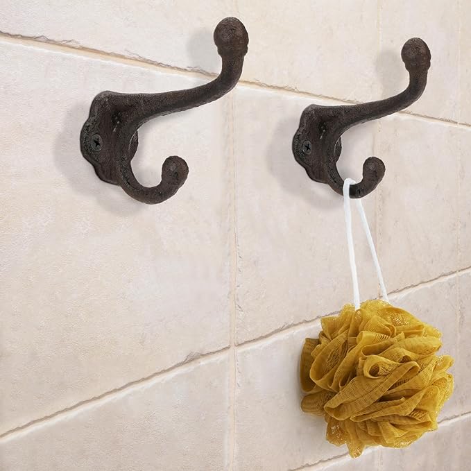 Peohud 10 Pack Cast Iron Coat Hooks, Rustic Wall Hooks, Wall Mounted Farmhouse - Image 5