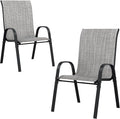 UDPATIO Patio Chairs Set of 2, Stackable Outdoor Dining Chairs with High Back, Breathable Textilene Fabric Outdoor Chair All Weather, 350LBS Capacity for Garden, Backyard (Light Grey) by UDPATIO