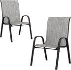 UDPATIO Patio Chairs Set of 2, Stackable Outdoor Dining Chairs with High Back, Breathable Textilene Fabric Outdoor Chair All Weather, 350LBS Capacity for Garden, Backyard (Light Grey) by UDPATIO
