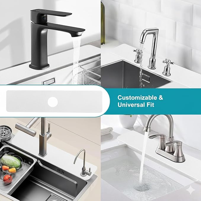 Customizable Kitchen Sink Faucet Mat: 30" Lx5.5 W Absorbent Splash Guard - Image 3