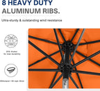 ABCCANOPY Durable Solar Led Patio Umbrellas with 32LED Lights 9FT (Orange) - Image 6
