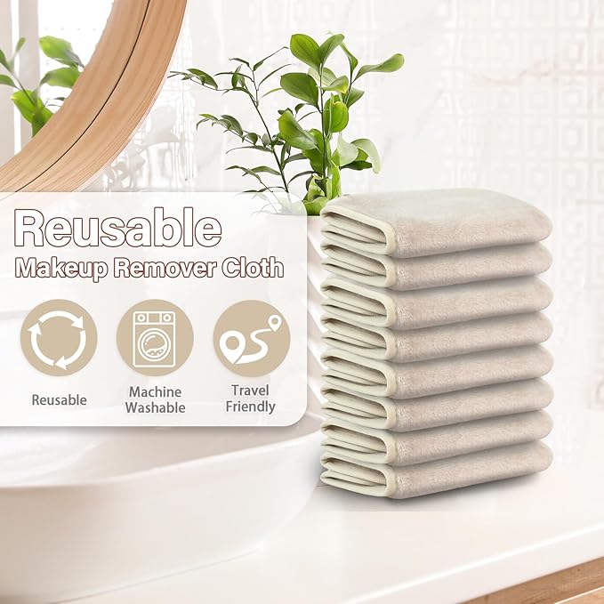 Nugilla Makeup Remover Cloths, 8 Packs Makeup Remover Towels Reusable Face Wash - Image 5