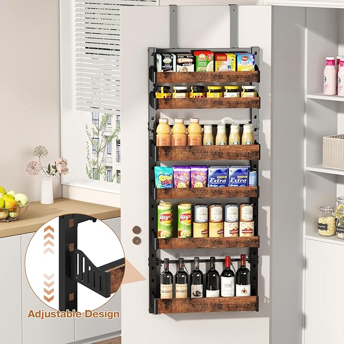 6-Tier Over The Door Pantry Organizer, Heavy-Duty Metal Wall Mount or Hanging - Image 6