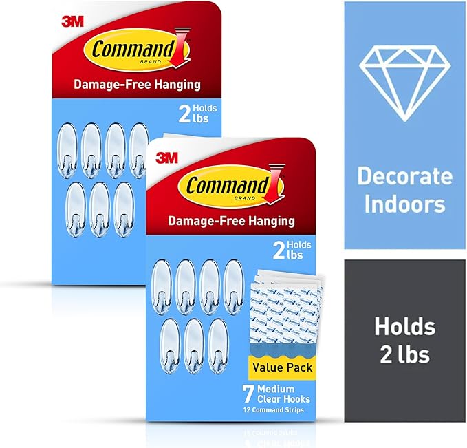 Command Clear Medium Hooks, 14 Hooks, 24 Strips - Image 2
