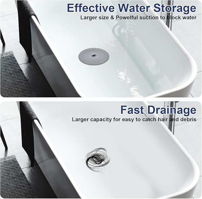 TRAPMATE Tub Stopper, Reversible Bathtub Drain Hair Catcher & Stopper, Ultra - Image 2