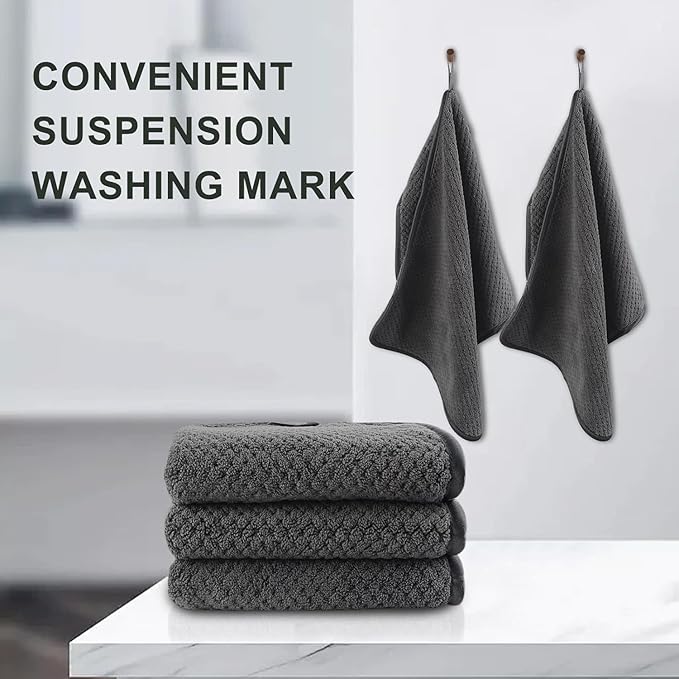 KinHwa Microfiber Hand Towels for Bathroom Soft and Absorbent Face Towels Grey - Image 4