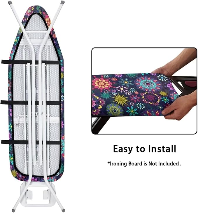 Boho Mandala Flower Print Ironing Board Cover Protector, Elastic Ironing Board - Image 4