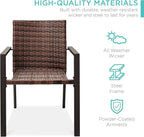 Best Choice Products Set of 2 Stackable Outdoor Wicker Dining Chairs All-Weather Firepit Armchair w/Armrests, Steel Frame for Patio, Deck, Garden, Yard - Light Brown - Image 3