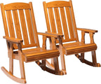 VINGLI Outdoor Rocking Chair Set of 2, Heavy Duty 600 LBS Wooden Rocking Chair with Comfortable Backrest, Weatherproof Rocker with Ergonomic Design, Suit for Patio, Garden, Yard, Teak by VINGLI