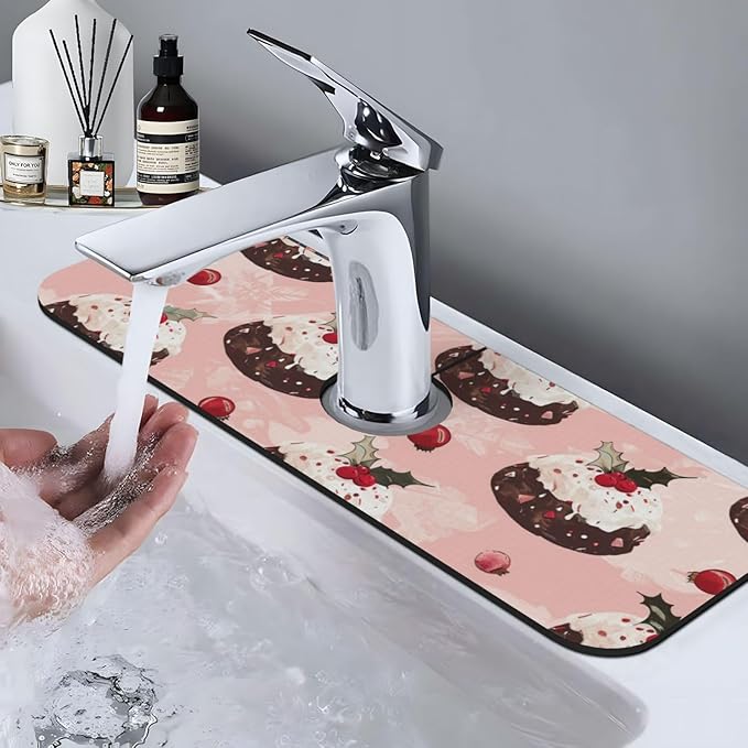 Faucet Draining Mat For Kitchen Sink, Cream Puddings Diatom Mud Absorbent Drain - Image 7