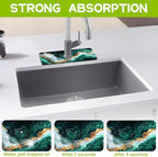 Emerald and Gold Marble Texture Kitchen Sink Splash Guard Faucet Mat Super - Image 3