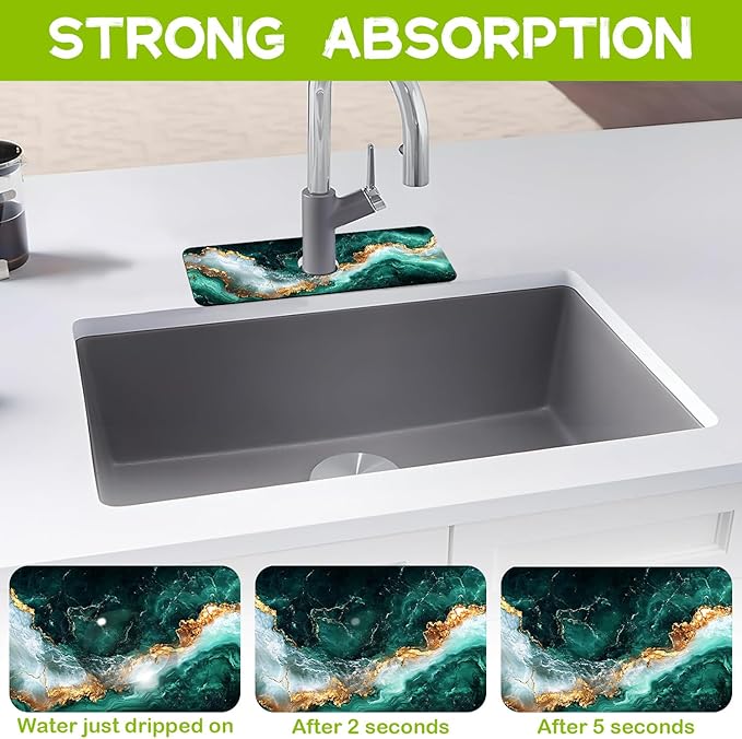 Kitchen Sink Splash Guard Faucet Mat Super Absorbent Fast Drying Mat Guard - Image 3