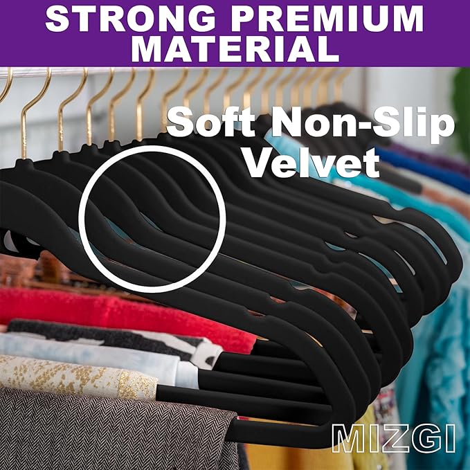 MIZGI Premium Velvet Hangers Pack 50 Pcs Heavyduty - Image 2