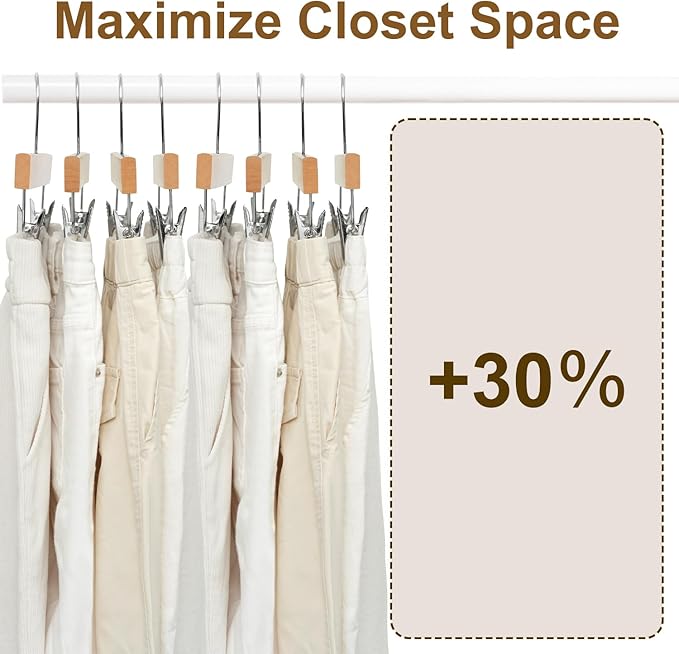BAGAIL 20 Pack Wooden Pants Hangers - Image 7