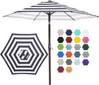 JEAREY 7.5FT Patio Umbrella Outdoor Market Umbrella with 6 Sturdy Ribs, Push Button Tilt/Crank Table Umbrella for Garden, Deck, Backyard and Pool, Black & White Stripe by JEAREYOutdoorsCollection