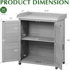 Outdoor Storage Cabinet & Potting Bench Table with Metal Top, Wooden Patio Furniture, Garden Workstation (Classic Grey, 39x31.5x17in) - Image 5