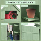 Outvita Outdoor Storage Cabinet, 70in Wooden Vertical Garden Tools Shed, Patio Storage Organizer with Latch & Waterproof Roof for Yard Deck Lawn Farmland Equipment(Green) - Image 2