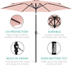 Best Choice Products 10ft Outdoor Table Compatible Steel Polyester Market Patio Umbrella w/Crank and Easy Push Button Tilt - Image 5