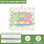 Easter Bunny Dish Drying Mat for Kitchen Counter Cute Rabbit Colorful Polka - Image 5