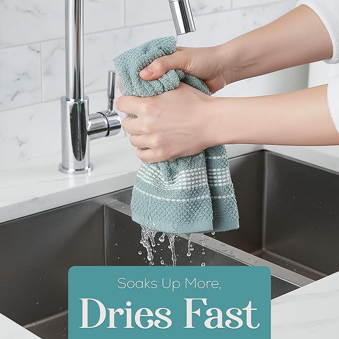 MosJos Kitchen Towels, Cotton Soft Large 18 x 28 Dobby Weave Super Absorbent - Image 7