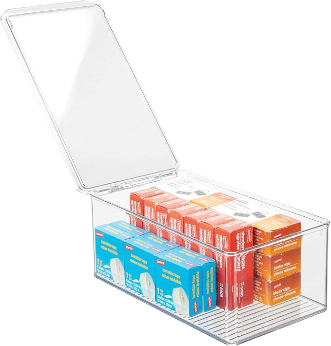 mDesign Plastic Stackable Home Office Storage Organizer Box - Image 6