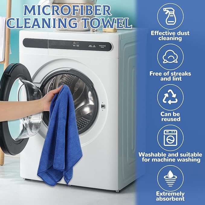 6 Pcs Extra Large Microfiber Cleaning Cloth Reusable Microfiber Towels Thick - Image 4