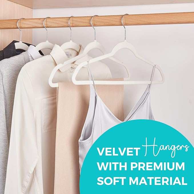 HOUSE DAY Premium Velvet Hangers 50 Pack, Non-Slip Flocked Felt Hangers - Image 2
