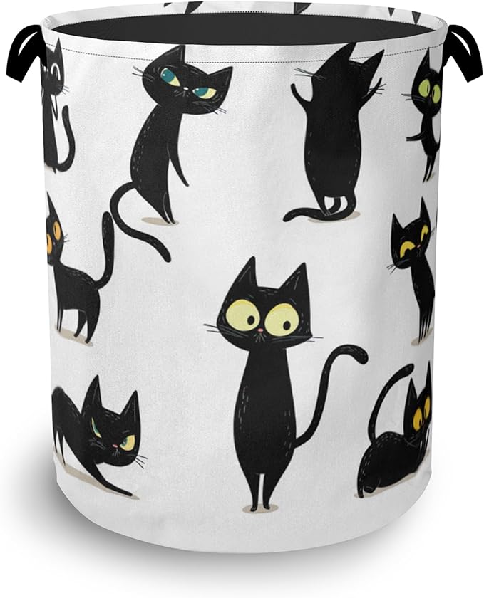 Funny Black Cat Laundry Hamper, Dirty Clothes Laundry Basket by Unknown