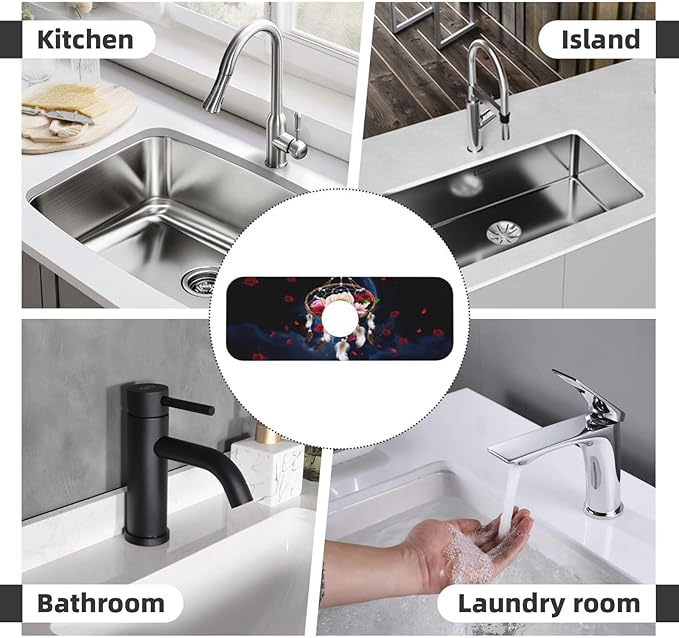 Dreamcatcher Rose Flowers Kitchen sink faucet pad, strong water absorption - Image 8