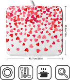 Valentines Dish Drying Mat for Kitchen Counter Hearts Holiday Microfiber - Image 2