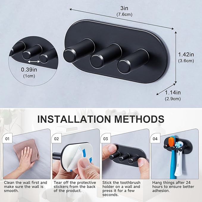 Electric Toothbrush Head Holder, Toothbrush Holders Wall Mounted, Adhesive - Image 9