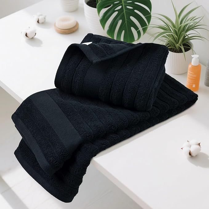 Jacquotha 4-Pack Bathroom Hand Towels Ribbed – Guest Room & Spa Premium Cotton - Image 3