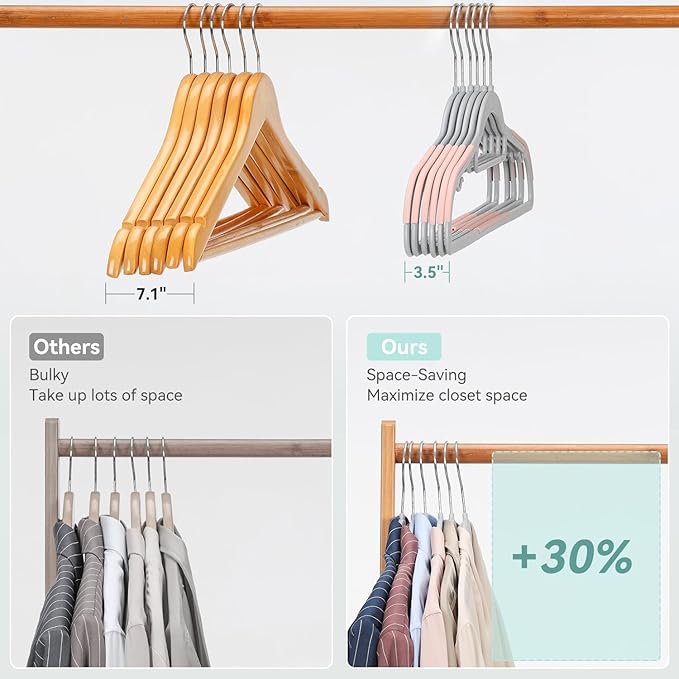Pack of 30 Coat Hangers, Space-Saving Plastic Clothes Hangers, 0.2 Inches Slim - Image 6