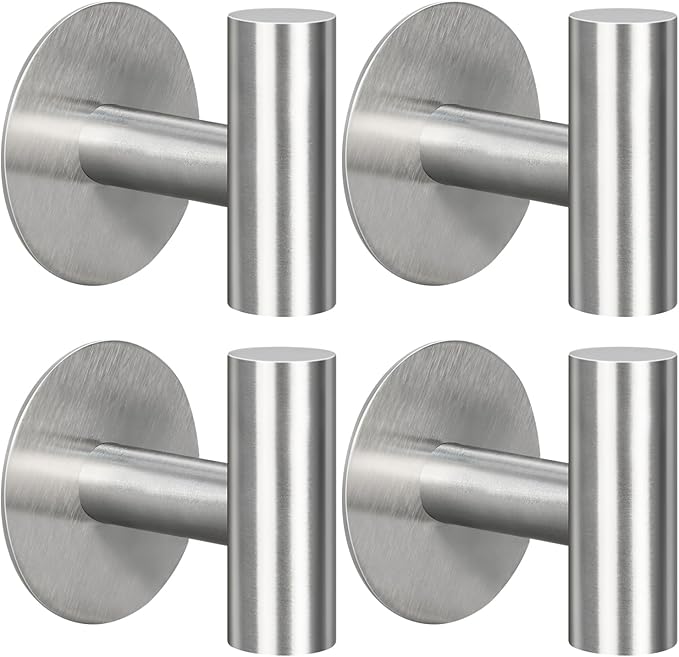 4 Pack Adhesive Hooks, Heavy Duty Adhesive Wall Hooks, Waterproof Stainless by Unknown