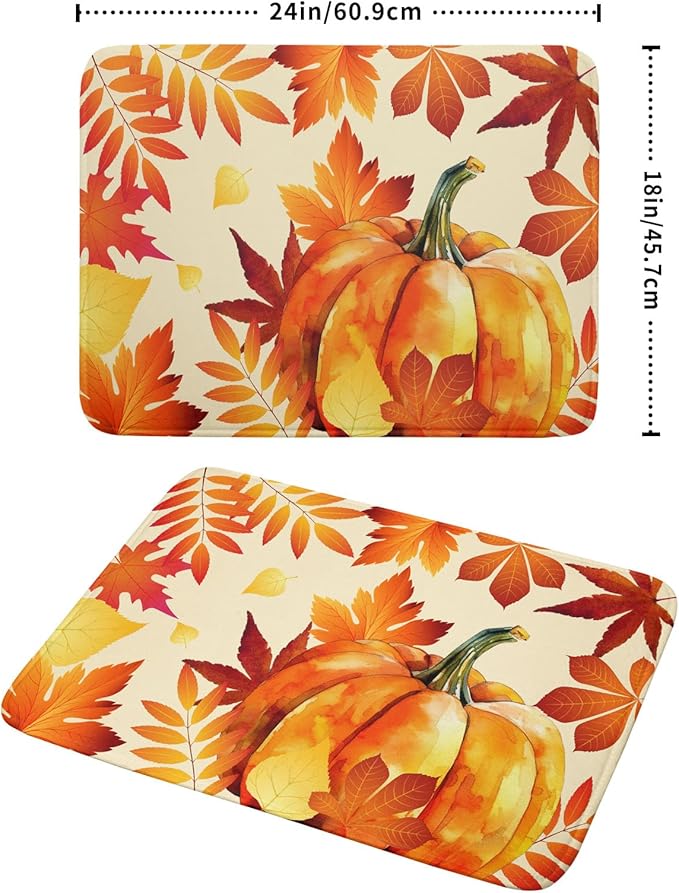 Autumn Pumpkin Maple Leaf Dish Drying Mat - Image 2