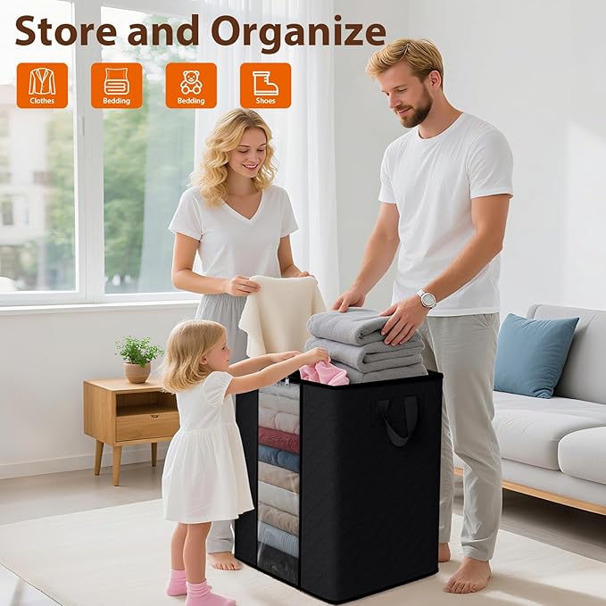 SpaceWhisper 6 Pack 100L Clothes Storage, Foldable Thick Fabric Blanket Storage - Image 4