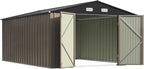 Patiowell 10x14 FT Outdoor Storage Shed, Large Metal Garden Shed with Lockable Door and Sloping Roof, Outside Steel Utility Tool Sheds for Backyard Lawn Garden Patio, Brown - Image 2