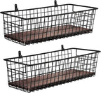 SheeChung 2 Set Portable Metal Farmhouse Wall Decor Storage Organizer Basket Bin - Image 2