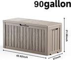 EasyUp 90 Gallon Outdoor Deck Box Waterproof, UV Resistant Resin Outdoor Storage Box for Delivery, Porch, Patio and Garden, Gray - Image 2