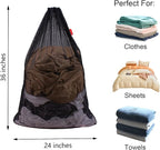 2 Pack Mesh Laundry Bags, 24 x 36 Inches Heavy Duty Drawstring Bag, Travel and - Image 2