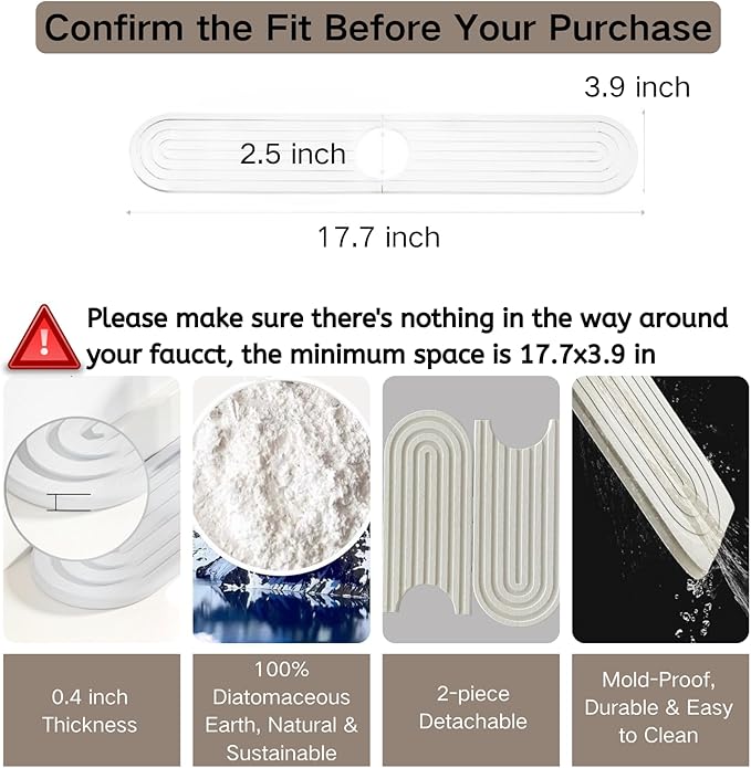 Diatomite Faucet Mat for Kitchen Sink - Image 2