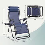 NEWBULIG Zero Gravity Chair Set of 4, Lounge Chair Folding Portable Adjustable Camping Reclining Chairs with Adjustable Pollow, Mesh Back, Cup Holder Trays Lawn Patio Chair for Pool Beach - Blue - Image 2