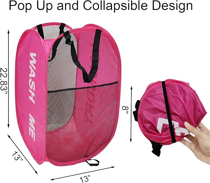 Collapsible Laundry Hamper 2 pack Mesh Pop Up Laundry Hamper - Image 3
