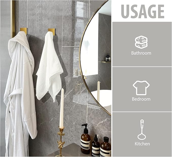 VIS'V Adhesive Towel Hooks, Waterproof Shower Wall Stick on Hooks - Image 5